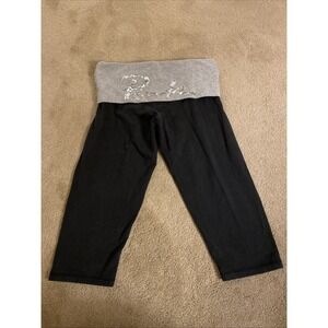 VINTAGE VICTORIA'S SECRET PINK FOLDOVER BLING WAIST CROPPED YOGA‎ LEGGINGS SZ M